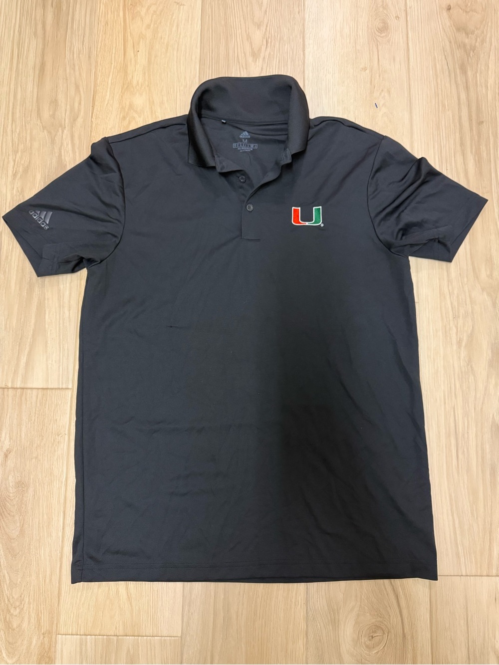 adidas Miami Hurricanes Polo Shirt Men’s Medium Black Performance Golf Polo